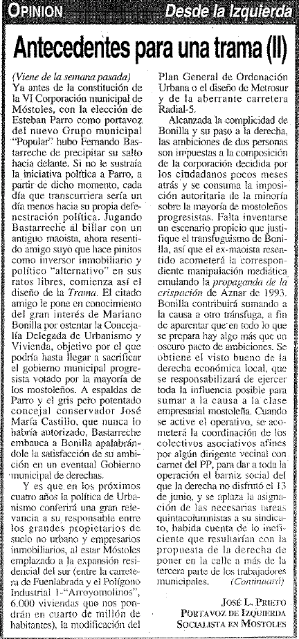 Segunda parte de los Antecedentes para una Trama