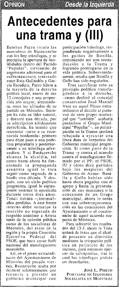 Tercera parte de los Antecedentes para una Trama