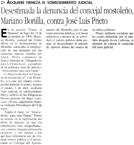Noticia del 8 de septiembre de 2000